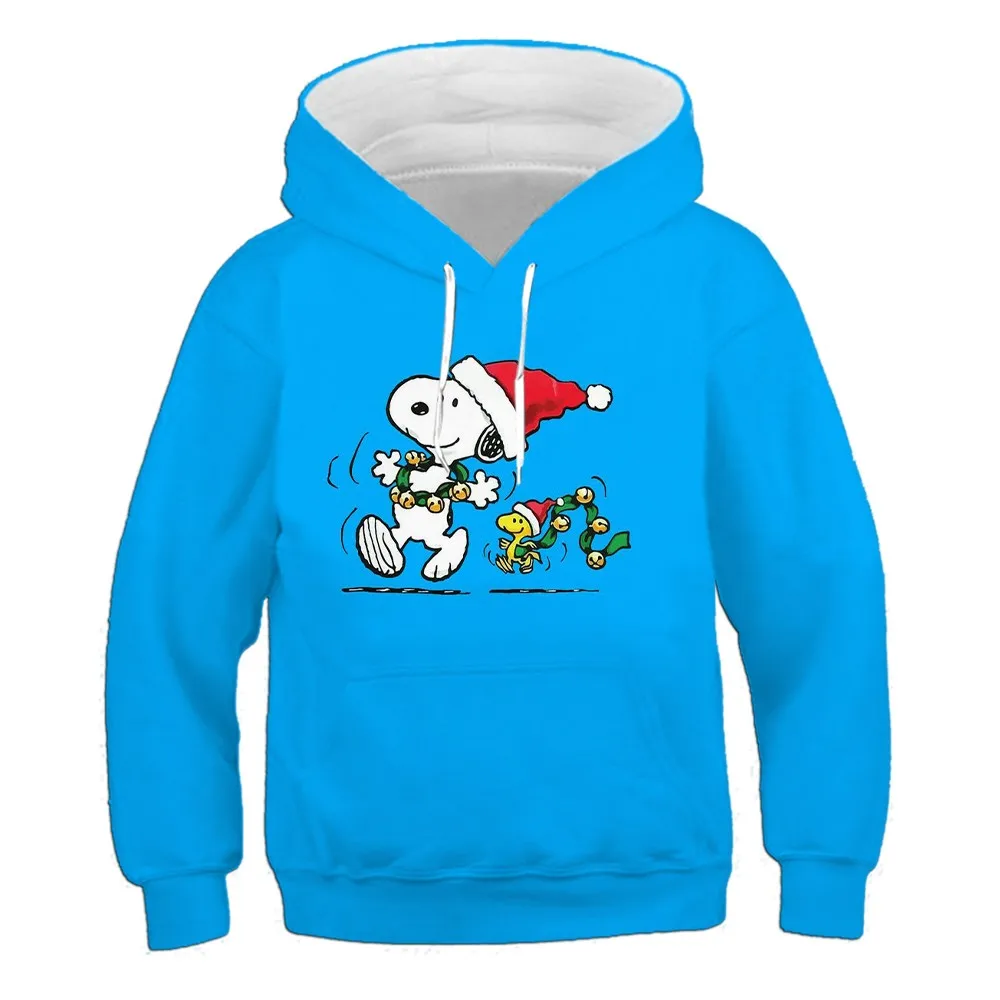 Hot selling boys and girls casual fashion round neck hoodie new Christmas series Snoopy print autumn and winter pullover