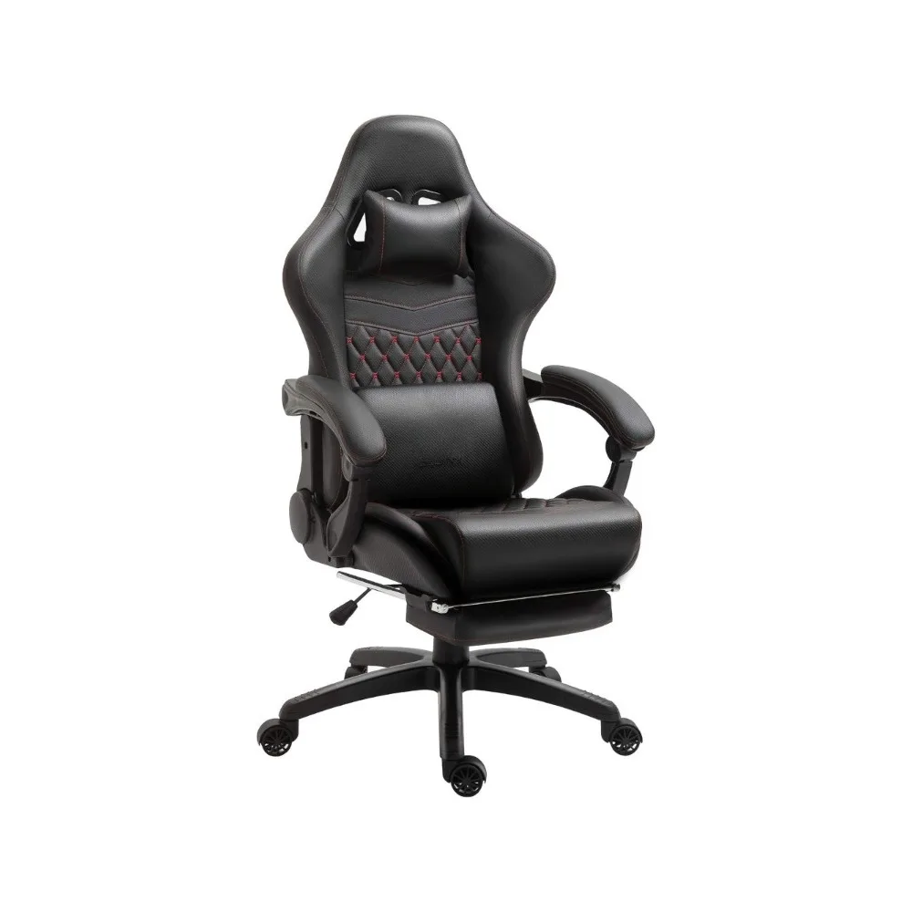 

Gaming/Office PC Chair with Massage Lumbar Support, Vintage Style PU Leather High Back Adjustable Swivel Task Chair with