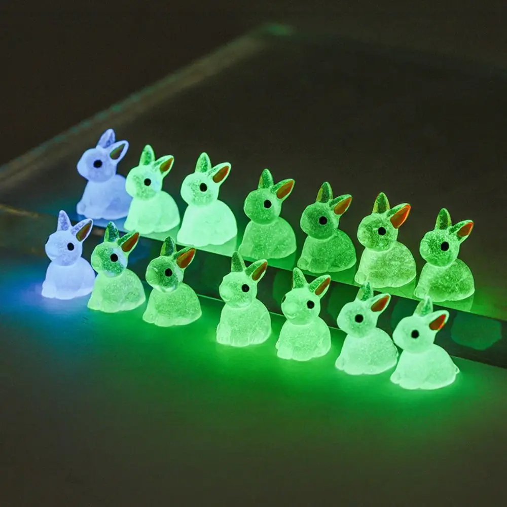 Crafts Cute Luminous Bunnies New Gardening Mini Rabbit Ornaments Home Decor Fairy Miniature Figurines