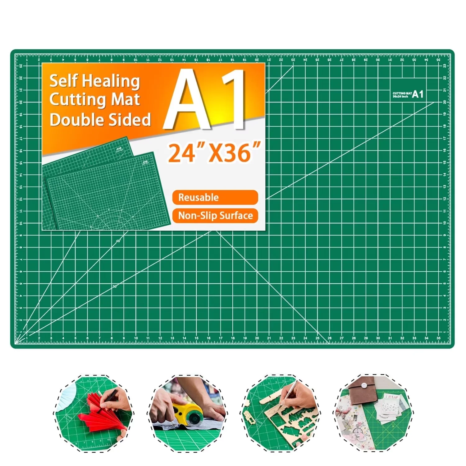 Self Healing Cutting Mat 24' X 36', Non-Slip, A1 Size, Double Sided for Crafts, Sewing, Fabric, Scrapbooking