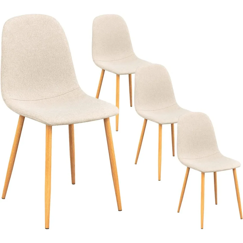 Juego 4 sillas Comedor tapizadas Lino Minimalista, Silla Auxiliar sin Brazos Que Ahorra Espacio en la Cocina. Asiento