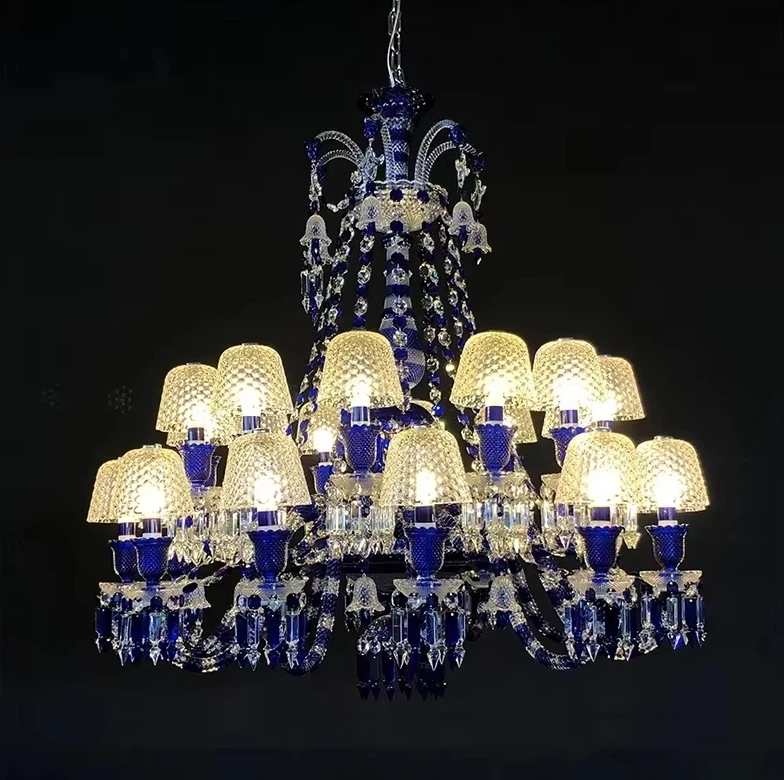 Postmodern Design Style Metal Indoor Hotel Cafe Ceiling Atmosphere Decoration Red Retro Style Crystal Chandelier Pendant Lights