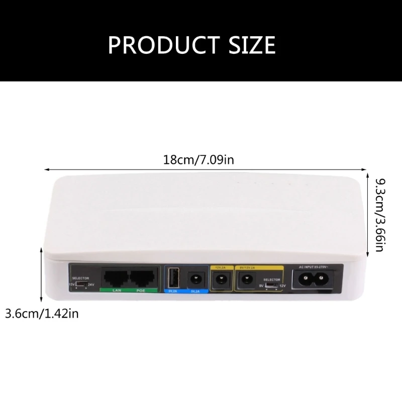 Fonte alimentação UPS 2x5000mAh para modem/roteadores/fonte alimentação câmera 5V9V12V24V