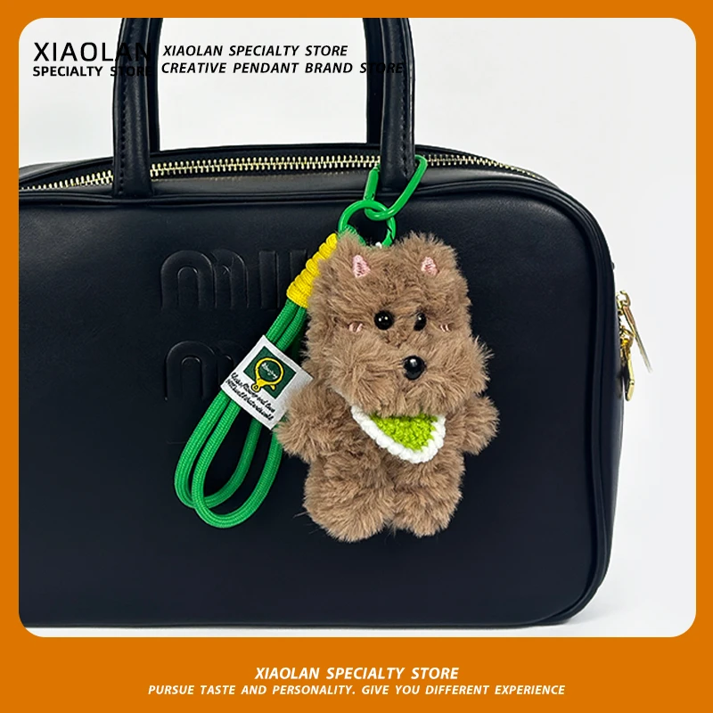 Westie – porte-clés chiot en peluche douce, mignon, ornements de voiture, décoration de sac à dos, Mini poupée au Crochet faite à la main, cadeau d'anniversaire