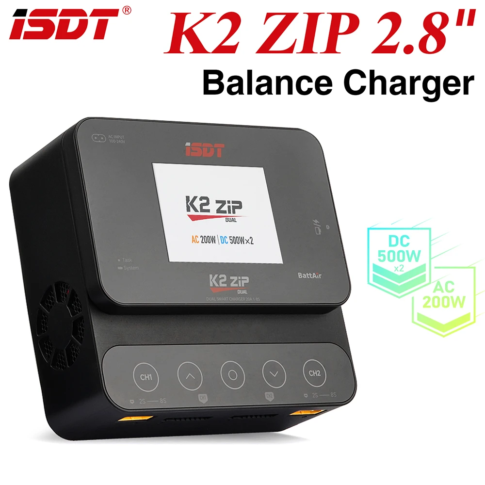 ISDT K2 ZIP Dual Mode Smart Charger AC200W/DC500Wx2 2.8