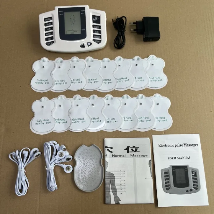 Portable Home TENS Muscle Stimulator Physiotherapy Massage Machine Full Body Pain Relief Device With 16 Reusable Electrode Pads