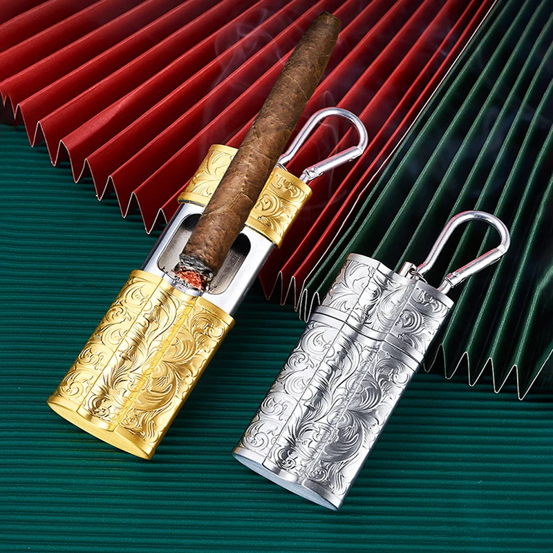 

Portable Mini Metal Hanger For Cigar Drawer Ashtray, Outdoor Tanggrass-Patterned Metal Ashtray For Cigars, Anti-Dust Flying