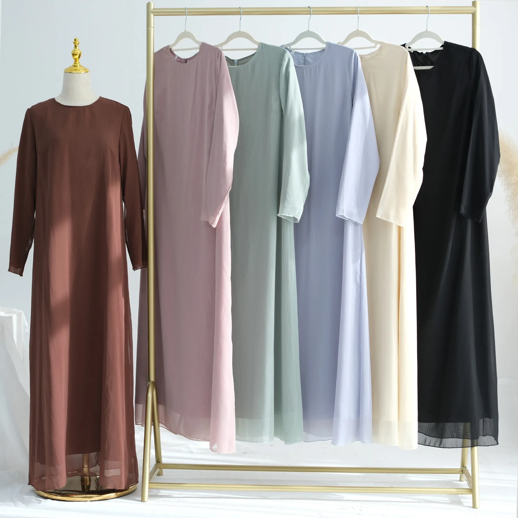 UNI Ramadan เสื้อผ้า 3 PC ชุดสตรีมุสลิม Abaya กับ Hjiab Abayas Femme Musulman ดูไบชุดชุด Veil Robe Jalabiya Niqab