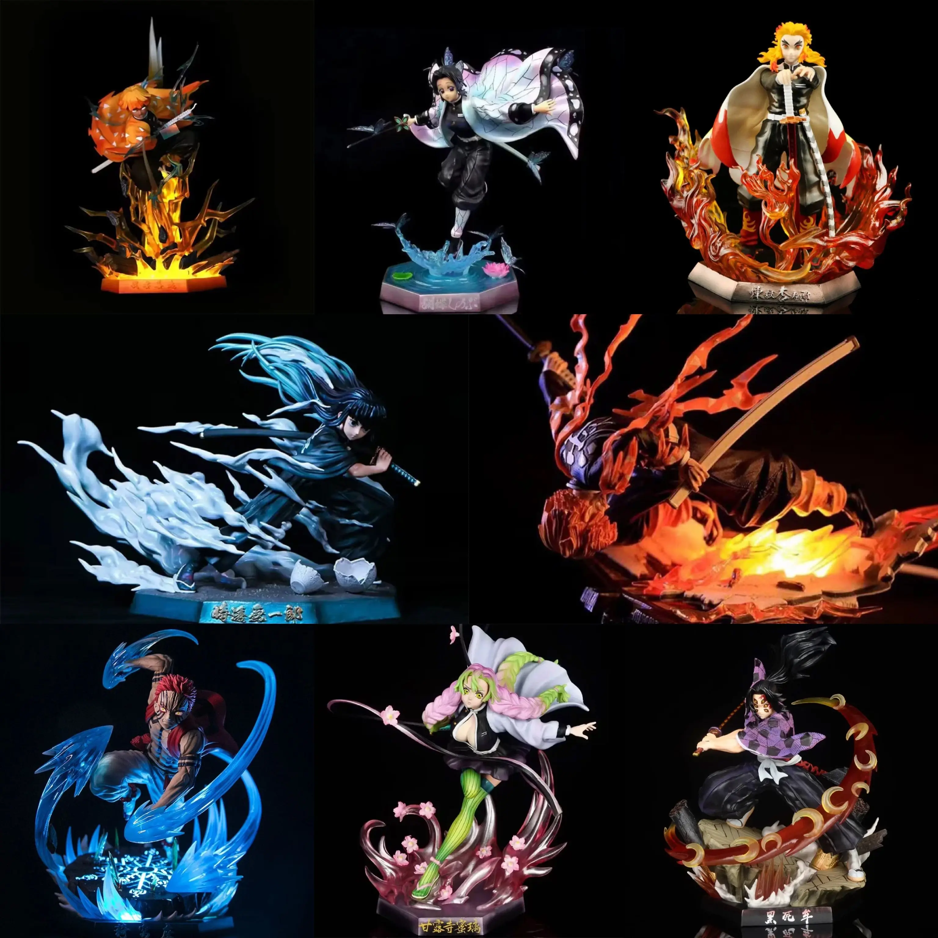 Anime Demon Slayer Zenitsu Figur Akaza Action Figure Kochou Shinobu Figure Kokushibo PVC Figurine Model Desk Ornaments Toys Gift