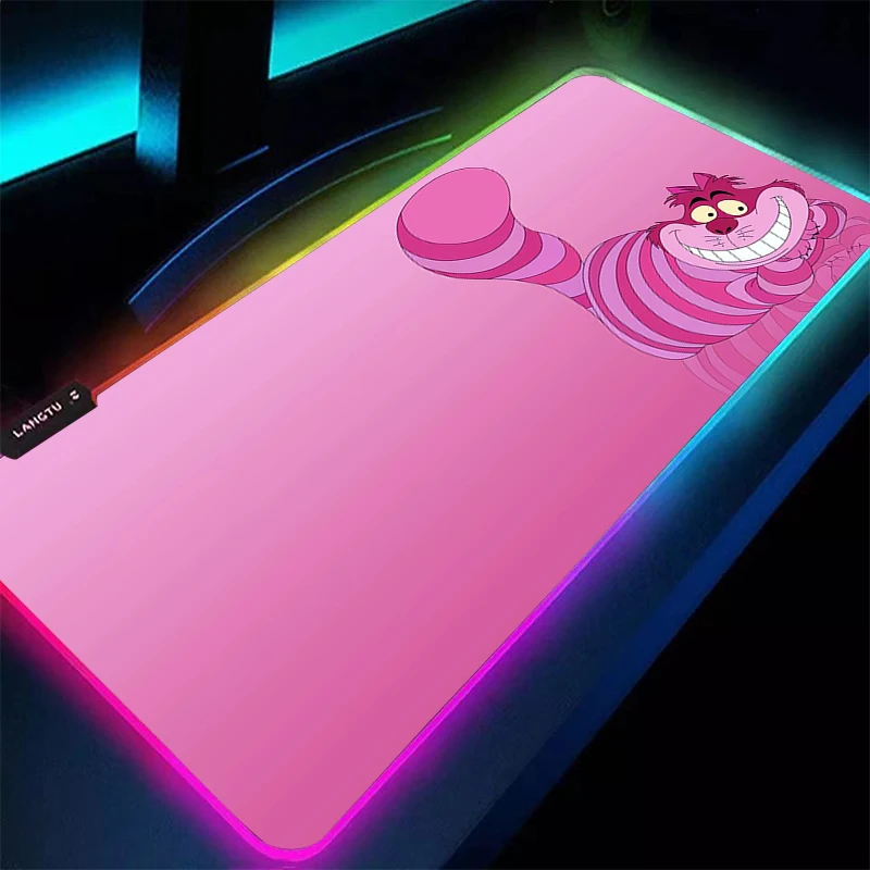 Large Mouse Pad RGB A-Alices in Wonderland Laptop Pc Gamer Keyboard Mat XXL Mousepad LED Edge White Backlight Rubber Table Mat view 2