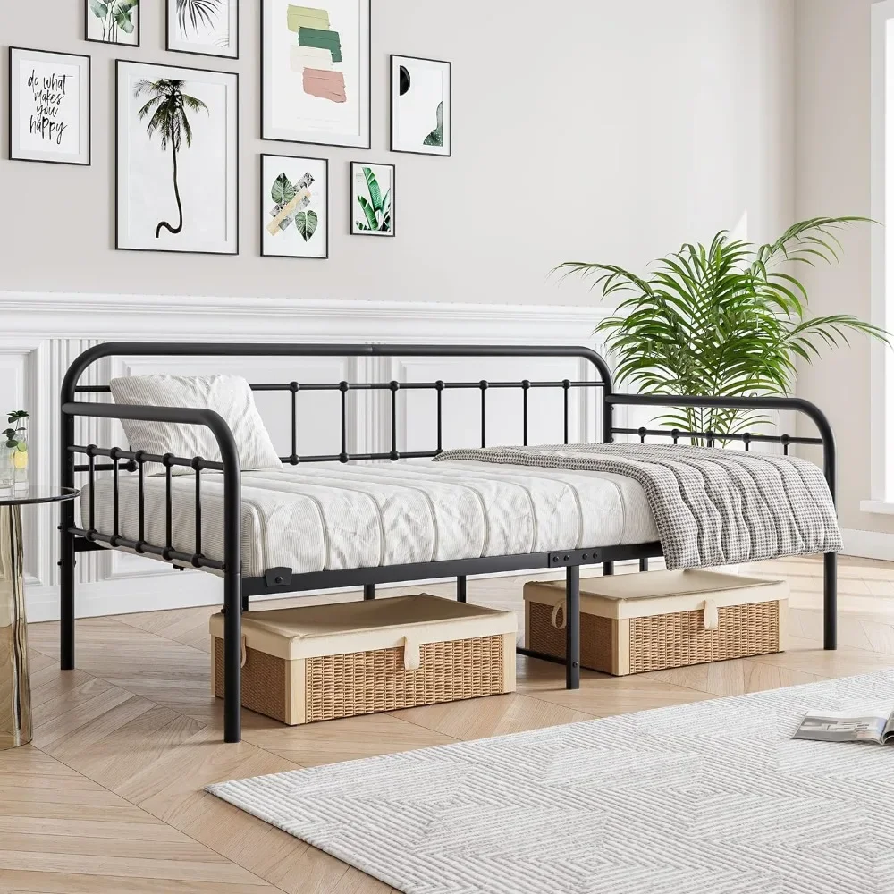 Metall Daybed Rahmen Twin Größe mit Stahl Lamellen Plattform Möbel, schwarz…