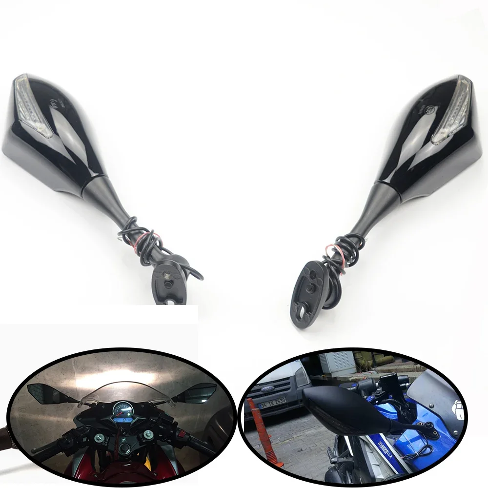 

For Honda CBR600RR CBR1000RR CBR250R CBR500R CBR300R 2PCS Motorcycle Handlebar Mount Rearview Side Mirrors Led Rearview Mirror