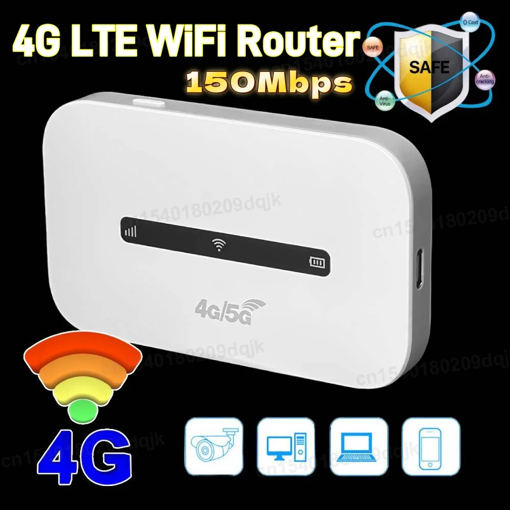 4G LTE المحمولة واي فاي هوت سبوت 3000mAh 150Mbps راوتر الإنترنت اللاسلكي مع فتحة للبطاقات SIM جيب نقطة اتصال متنقلة للسفر بالسيارة