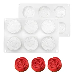 6 cavity Rose Flower Mousse Pastry Moulds Silicone Cake Molds for Weeding Valentine's Day Dessert Baking Tools Kitchen Accessory