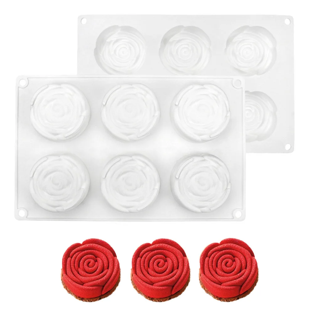 6 cavity Rose Flower mus formy do ciast silikonowe foremki do ciasta na pielenie walentynki deser narzędzia do pieczenia akcesoria kuchenne