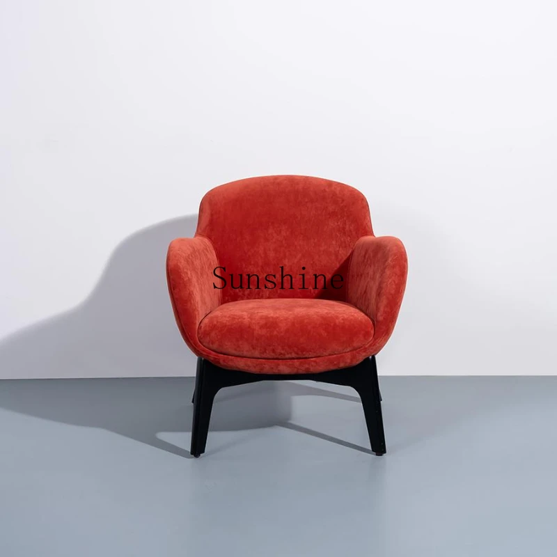 

Italian minimalist solid wood fabric living room creative single sofa chair simple