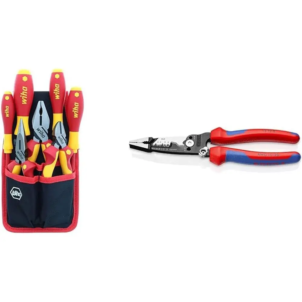 

Набор из 7 изолированных промышленных плоскогубцев и комплект инструментов KNIPEX для зачистки проводов, 8 дюймов, кованые