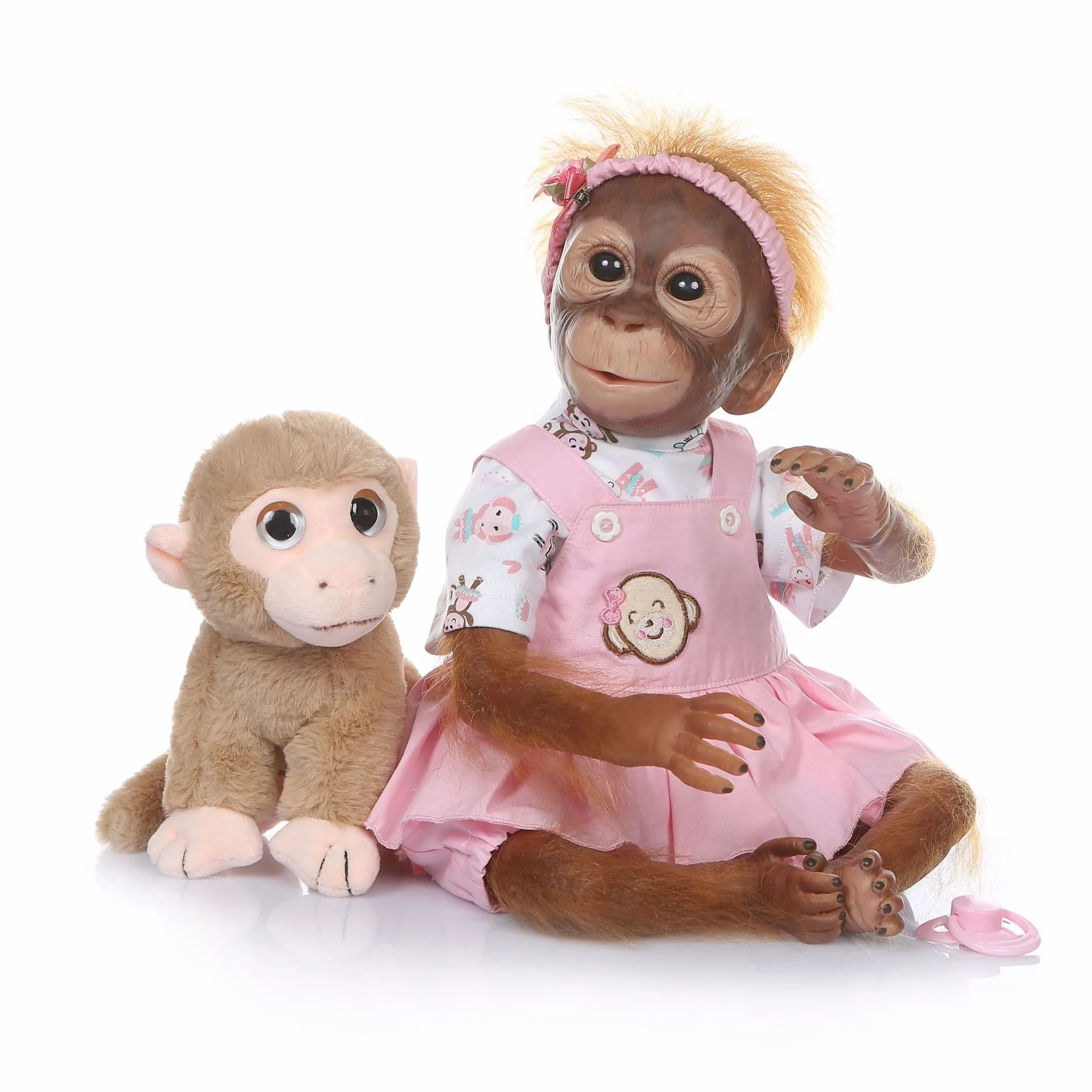 

55CM Half Glue Cute Monkey Reborn Doll Cloth Body with Pasted Mohair Children Play House Toy Toddler Birthday Christmas Gift