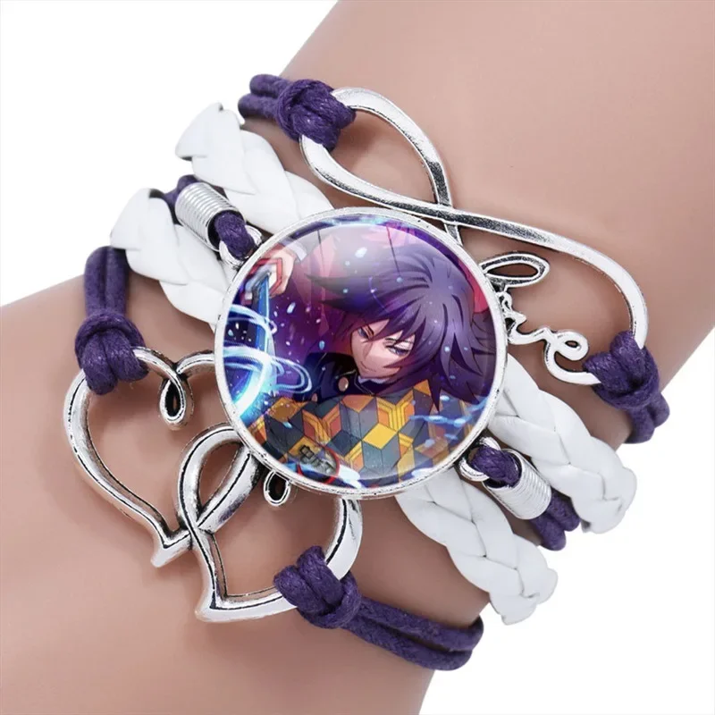 Pulsera de Anime trenzada Demon Slayer, accesorio de Cosplay, figura Kamado Tanjirou Nezuko, pulseras para parejas de niños y niñas, joyería, regalo