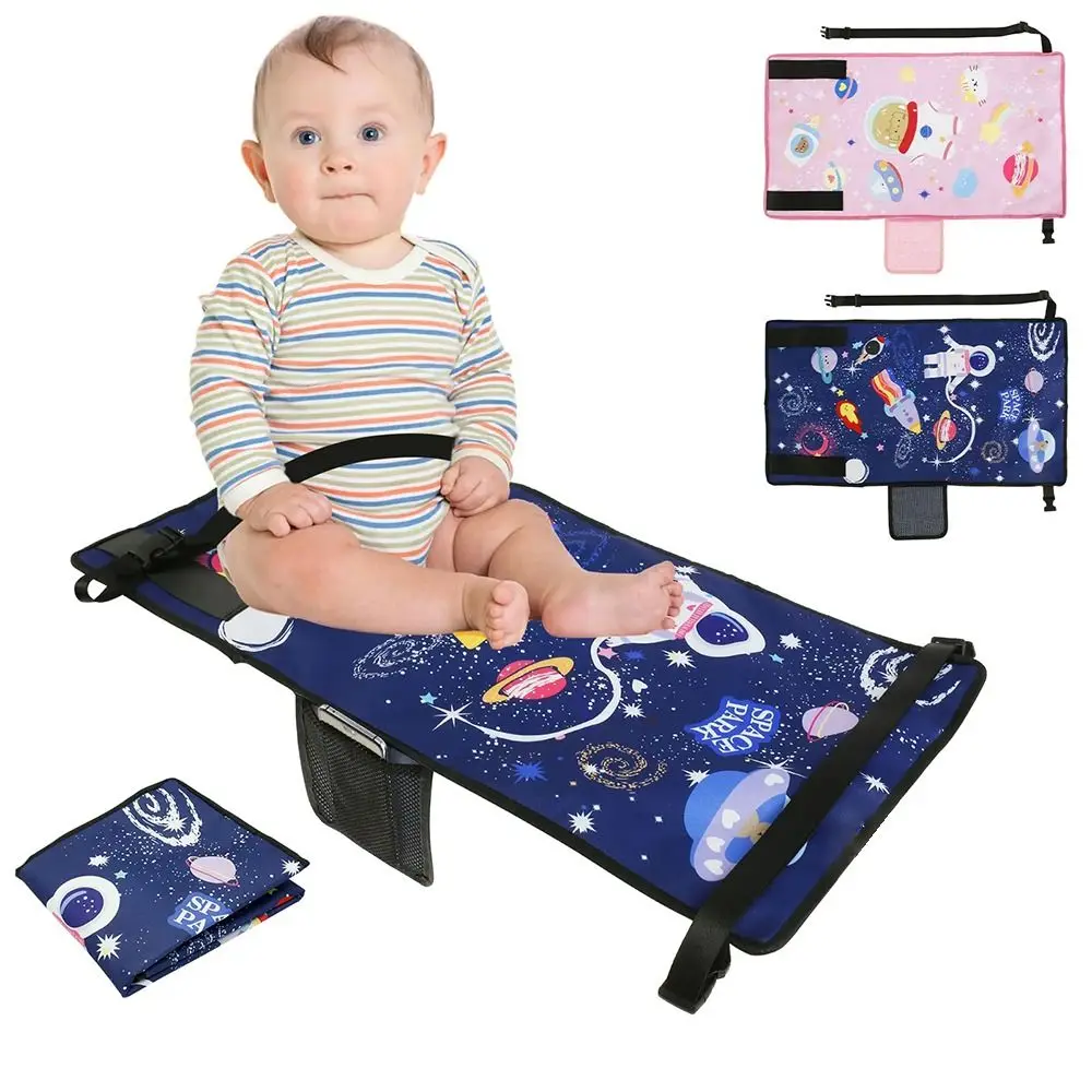 Draagbare Cartoon Patroon Reis Vliegtuig Bed Os Doek Rechthoek Hangmat Effen Kleur Zetel Extender Beensteun