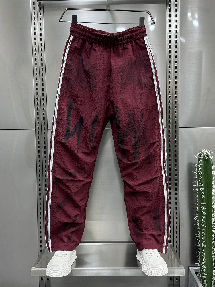 

Faionable Casual Pants for Men Summer Thin Tee Stripe Straight Leg Ice Silk Sports Harlan Pants Loose Fit Youthful Sle