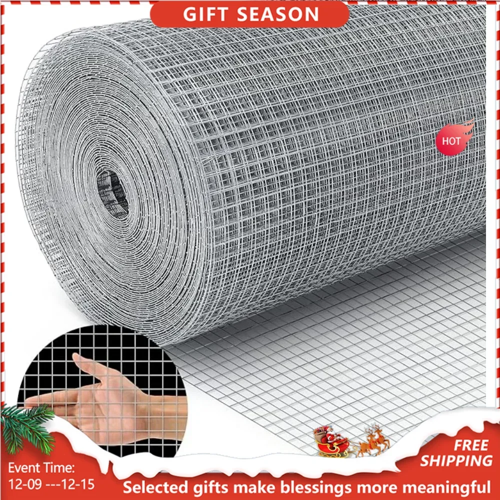 Chicken Wire Fence, 19 Gauge Hardware Cloth 1/2 inch 48inch×100ft Galvanized Welded Cage Wire Mesh Roll Supports Poultry Netting