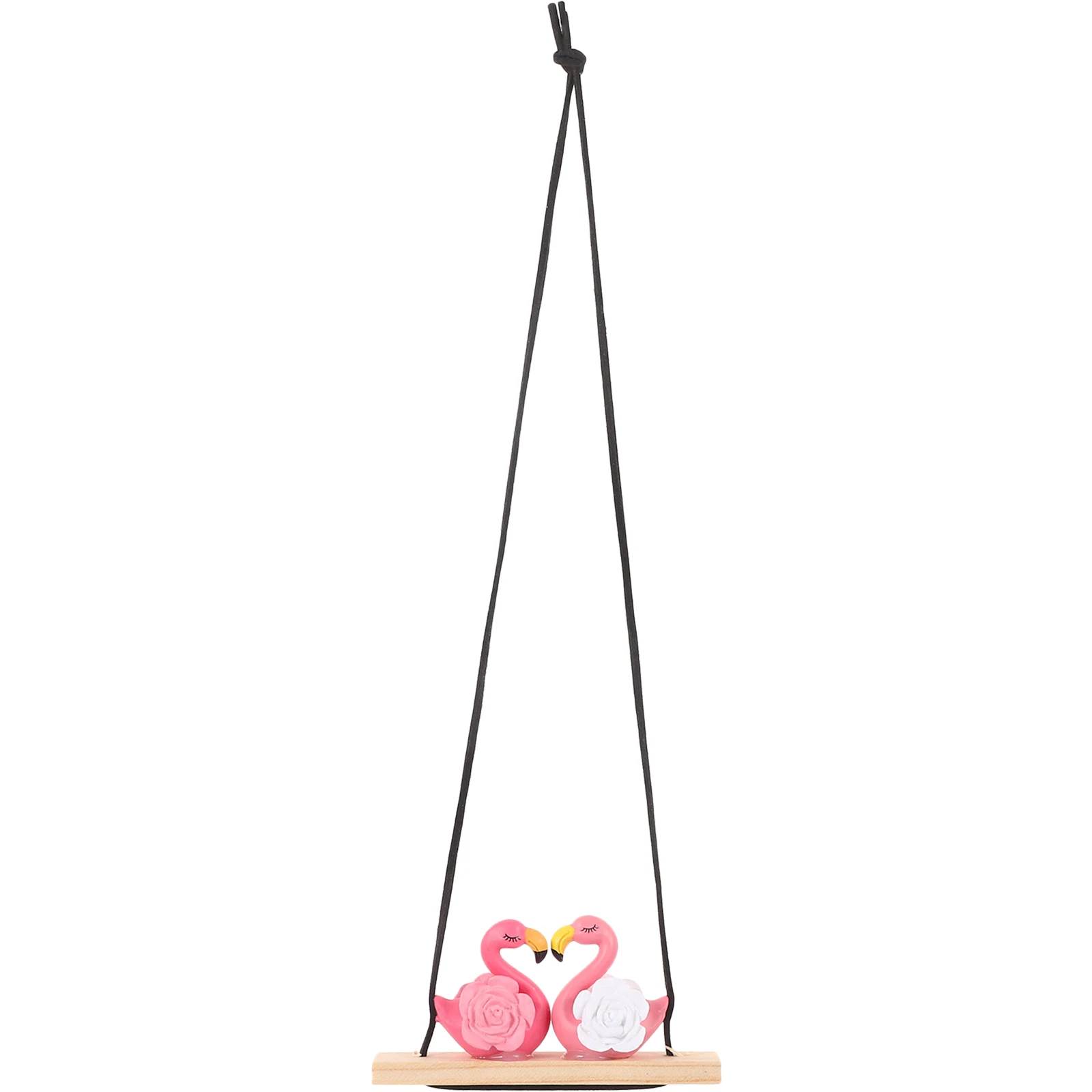 

Flamingo Car Hanging Ornament Resin Wood Material Rearview Mirror Accessories Durability Anti Slip Pad Home Decor Car Interior