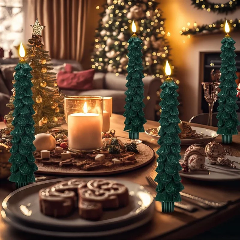 AF90-LED Christmas Pine Cone Simulation Candle Lamp Christmas Decorative Atmosphere Modeling Lamp Christmas Candle Set