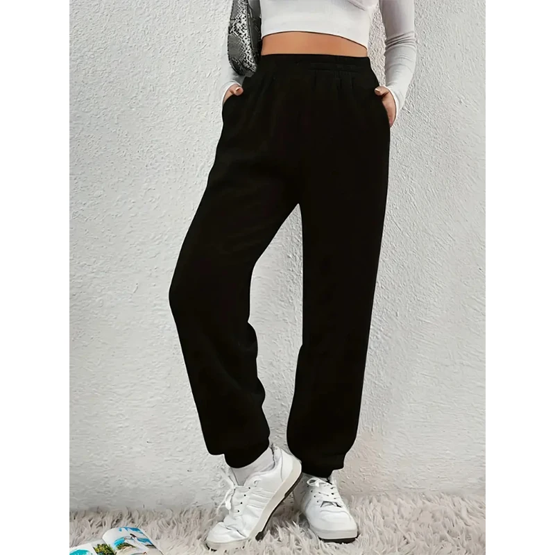 

Women's Casual Trousers Solid Colour Loose Legged Pants Elastic Waist New Fashion Ladies Trousers Female Pants