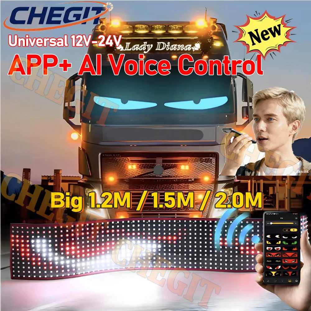 

AI Voice+App+Remote Control Large Sceen LED Devil's Eye Truck Car Interior Decoration Ambient Light Custom Text Pattern Lighting