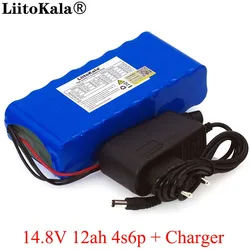 LiitoKala 14.8V 12Ah 4s6p 18650 li-iom battery pack night fishing lamp heater miner's amplifier batteries with BMS+16.8V Charger