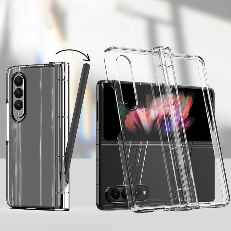 Transparent Case For Samsung Galaxy Z Fold 5 4 3 Clear Phone Cover With S Pen Fold Edition Z Fold 4 3 Z Fold5 Protective Cases