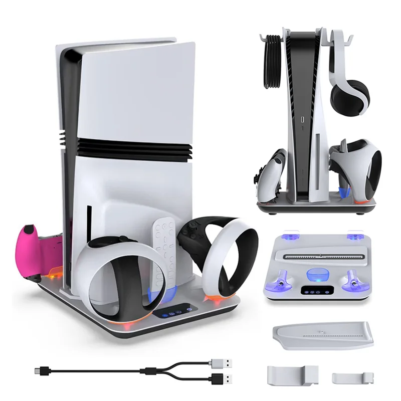 

FEDI-For PS5 Vertical Stand With Heat Sink Charging Dock For Ps5pro/Ps5slim/ VR2 Console