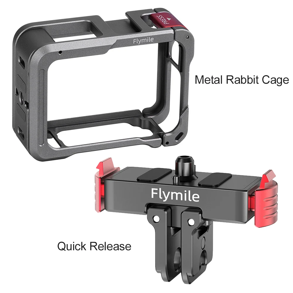 Quick Release Metal Cage Protective Frame Housing Shell with Cold Shoe Extension Mount Base for Go Pro Hero 13 Black Accessories