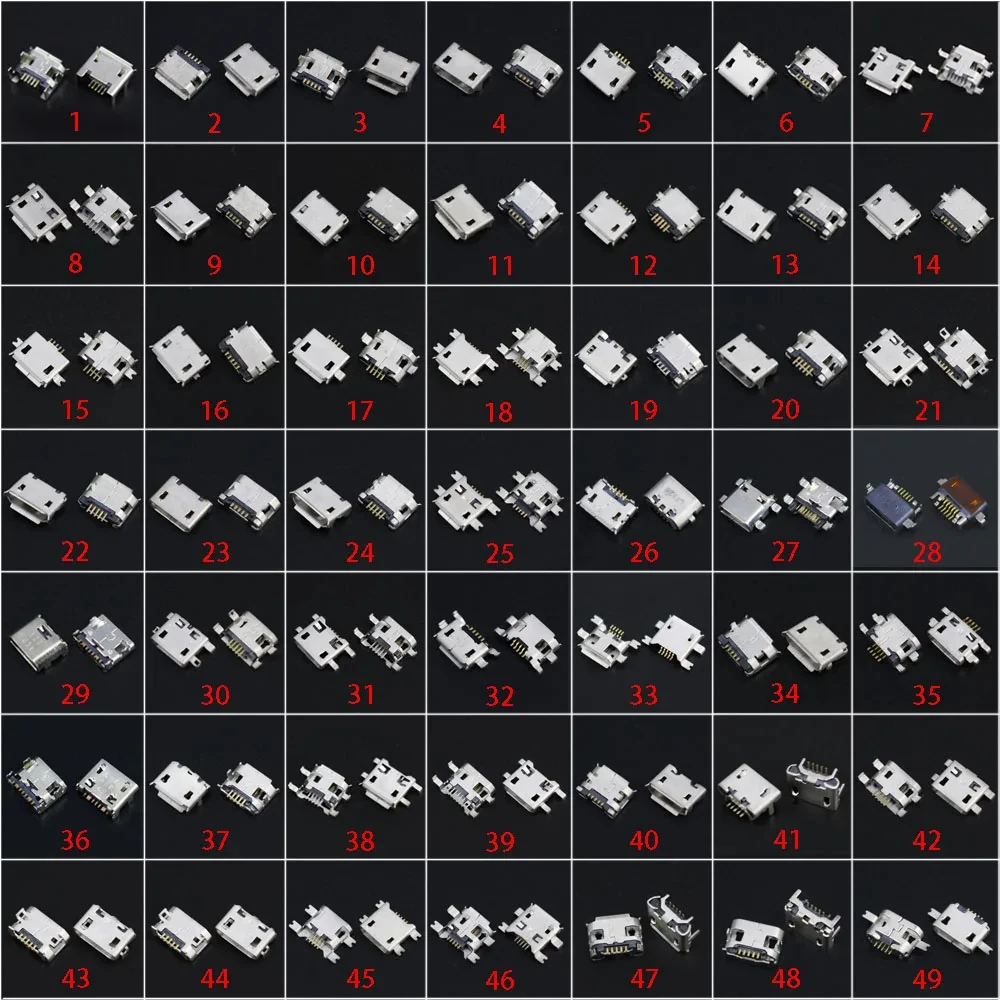 50 modeli 5Pin gniazdo Micro USB gniazdo ładowania złącze dla Samsung Huawei Lenovo HTC Nokia Tablet PC itp mobilny tablet GPS — zdjęcie 6