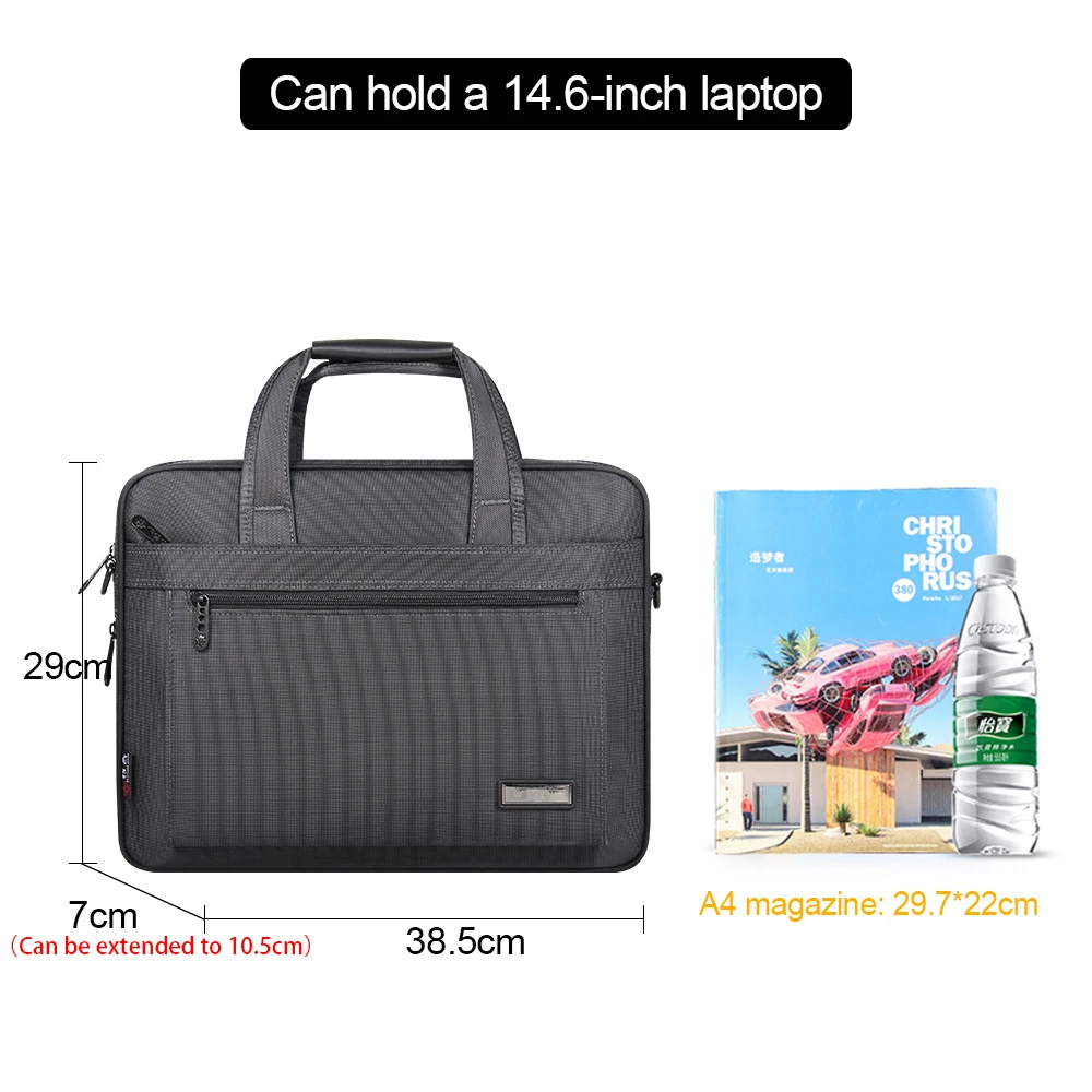 Grote Capaciteit Aktetas Business Mannen 14 Inch Laptop Notebook Tas Canvas Handtassen Schouder Heren Kantoortassen Oxford Stof