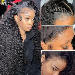Kinky Curly 200 Density 13x6 HD Lace Front Wig for Women Remy Human Hair 13x4 Natural Black Frontal Glueless Pre Plucked Swupod