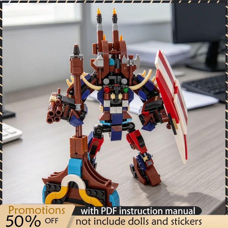 493PCS MOC Viking Mecha Creative Combat Robot Model Building Blocks DIY Assembly Toy Adult Collector Collection Desktop Gift