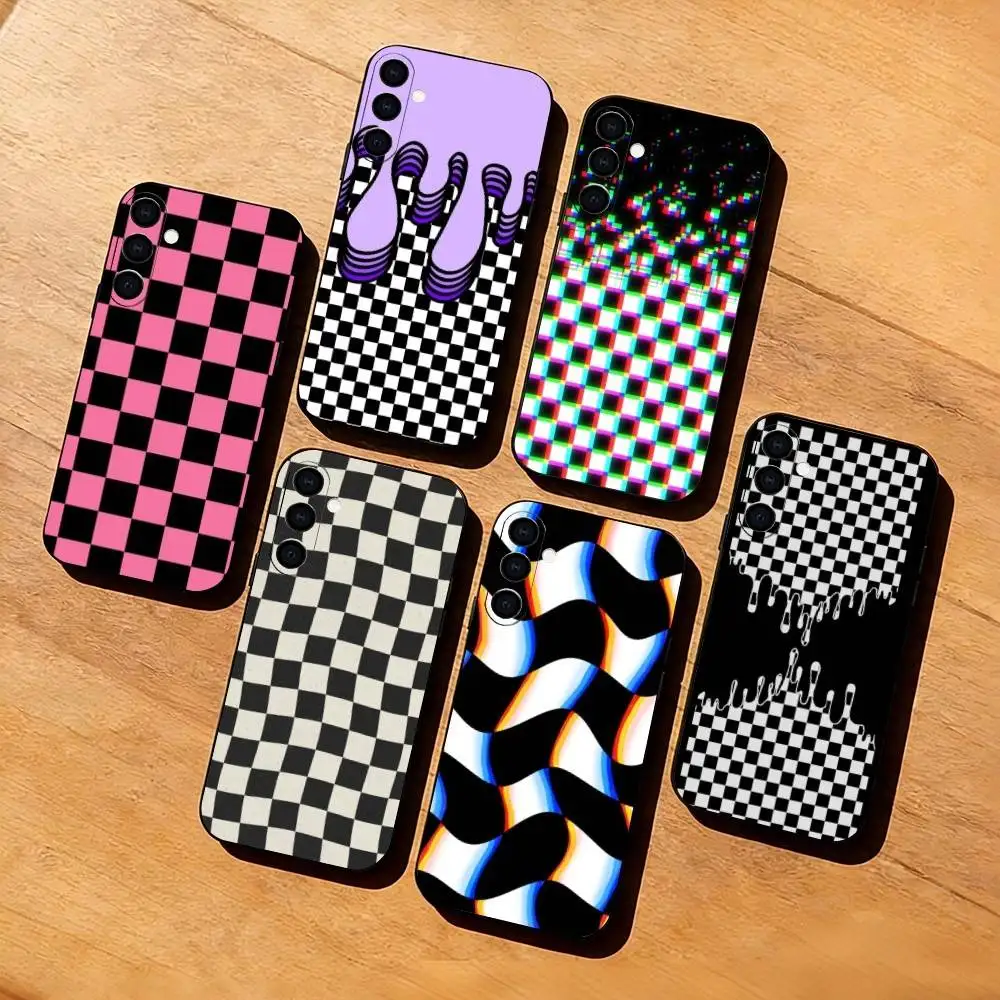 C-Checkerboard C-Chess board Phone Case For Samsung Galaxy A73,A72,A71,A70,A53,A52,A51,Soft Silicone Black Cover