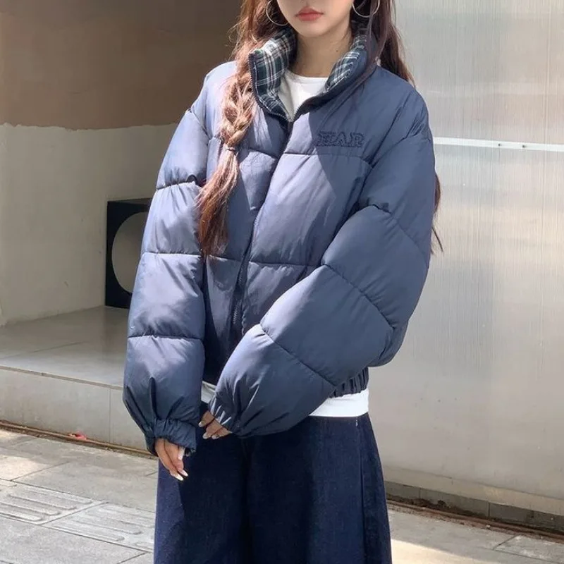 الوقوف طوق قصيرة القطن وسادة مبطنة المرأة الخريف الشتاء الأمريكية الجديدة تنوعا عكسها سترات سوداء دافئة الخبز معاطف #6