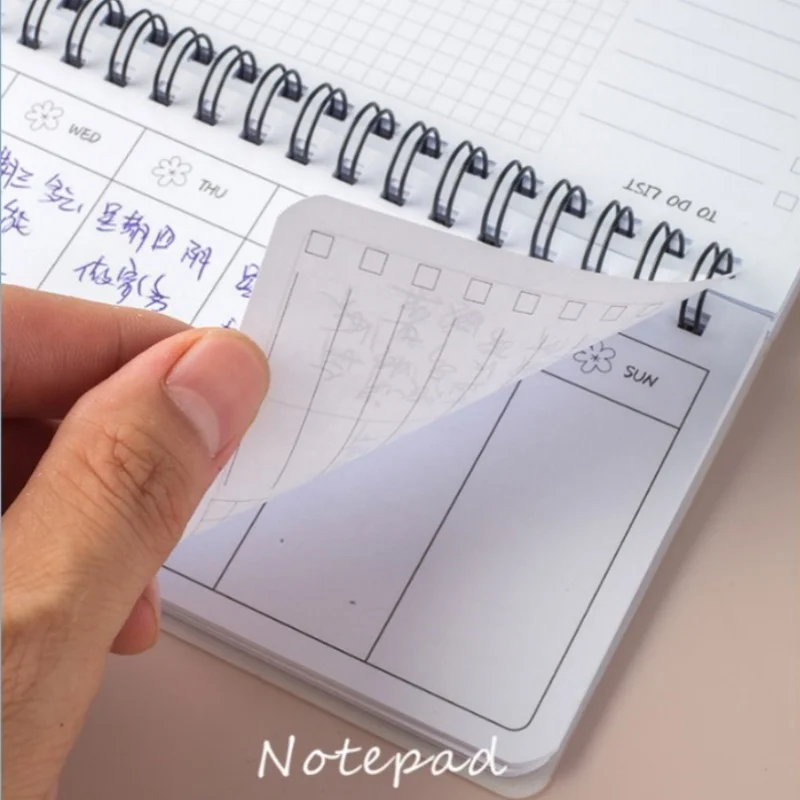50 Sheets Weekly Planner Fresh Garland Moon Butterfly PVC Waterproof Cover Daily Schedule Student Diary Notebook Desk Calendar