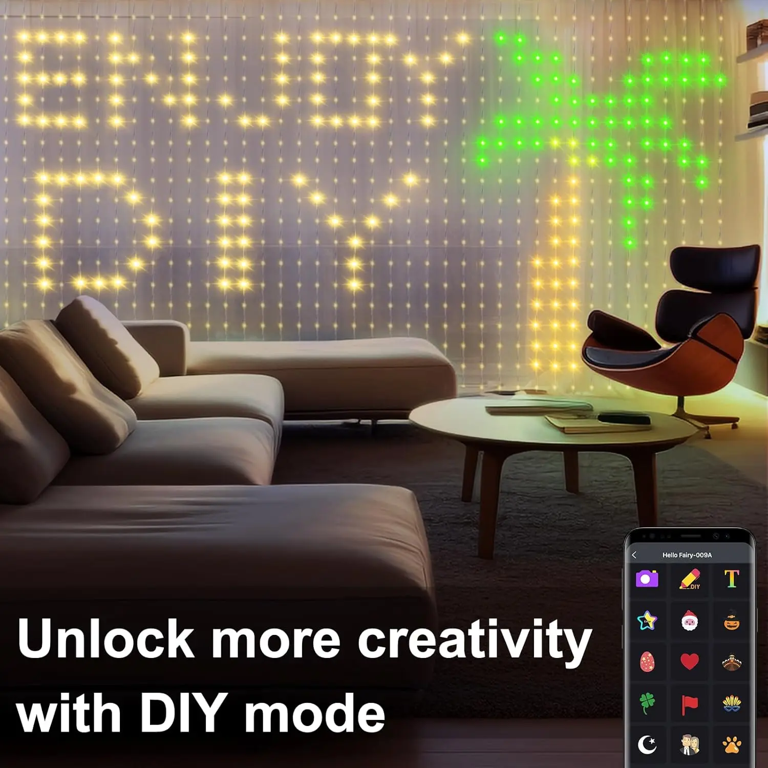 Rideau lumineux intelligent RGB 400LED, avec musique, commandes app et télécommande, lumières de fête LED pour mariage/saint valentin/anniversaire