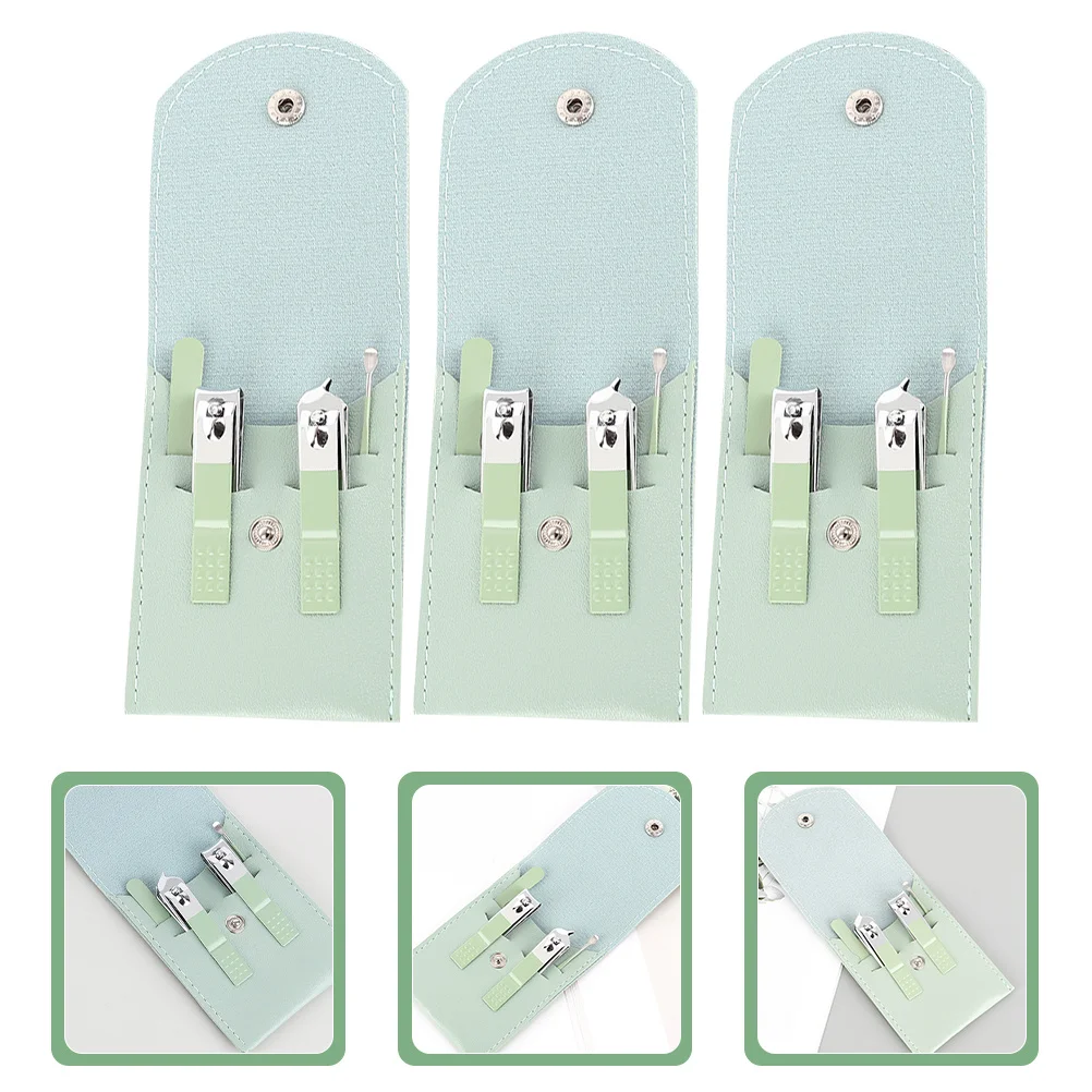 3세트 매니큐어 세트 전문가용 손톱깎이 키트 여성용 여행용 페디큐어 도구 손톱 관리 키트 매니큐어 세트 여성용