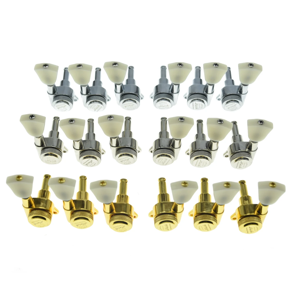 

KAISH 3x3 Off White Keystone Locking Tuners 18:1 Guitar Tuning Keys Locking Tuning Machine for LP/Les Paul/SG/ES/Acoustic Guitar