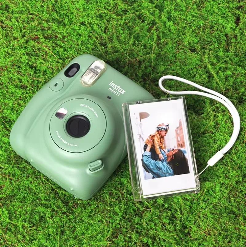 3-Inch Film Clear Photo Storage Box Case for Fujifilm Instax Mini 12 11 9 8 7 with Strap for Instant Camera Photos