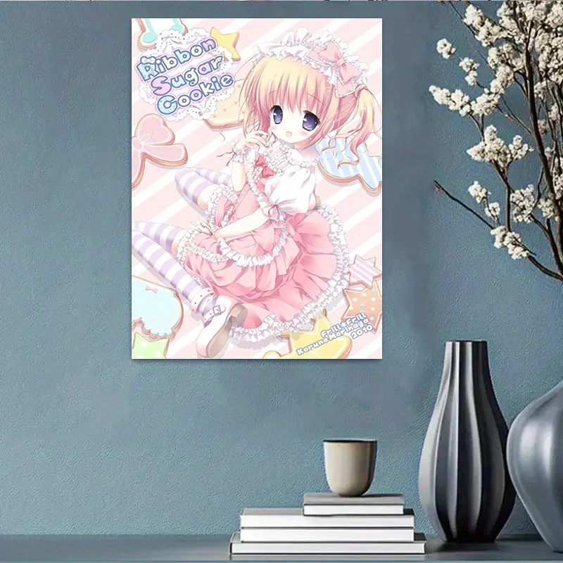 VIKAMA Ribbon Candy Biscuit Cartoon Wandteppich, Lolita-Mädchen-Herz-Dekoration, Stoff, japanischer Anime-Stil, schöne Raumdekoration – Detail 4