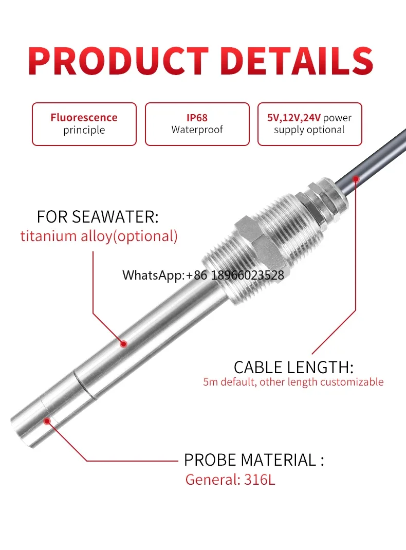 RK500-04 Aquaculture Online Optical Dissolved Oxygen DO Sensor Probe for Water Quality Control