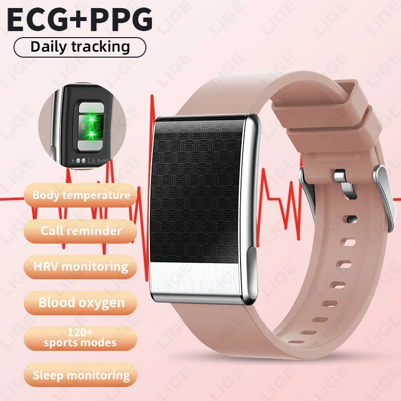 

LIGE Health Analysis Смарт-браслет без экрана Смарт-браслет для измерения сердечного ритма ЭКГ Водонепроницаемый фитнес-трекер активности Смарт-браслет
