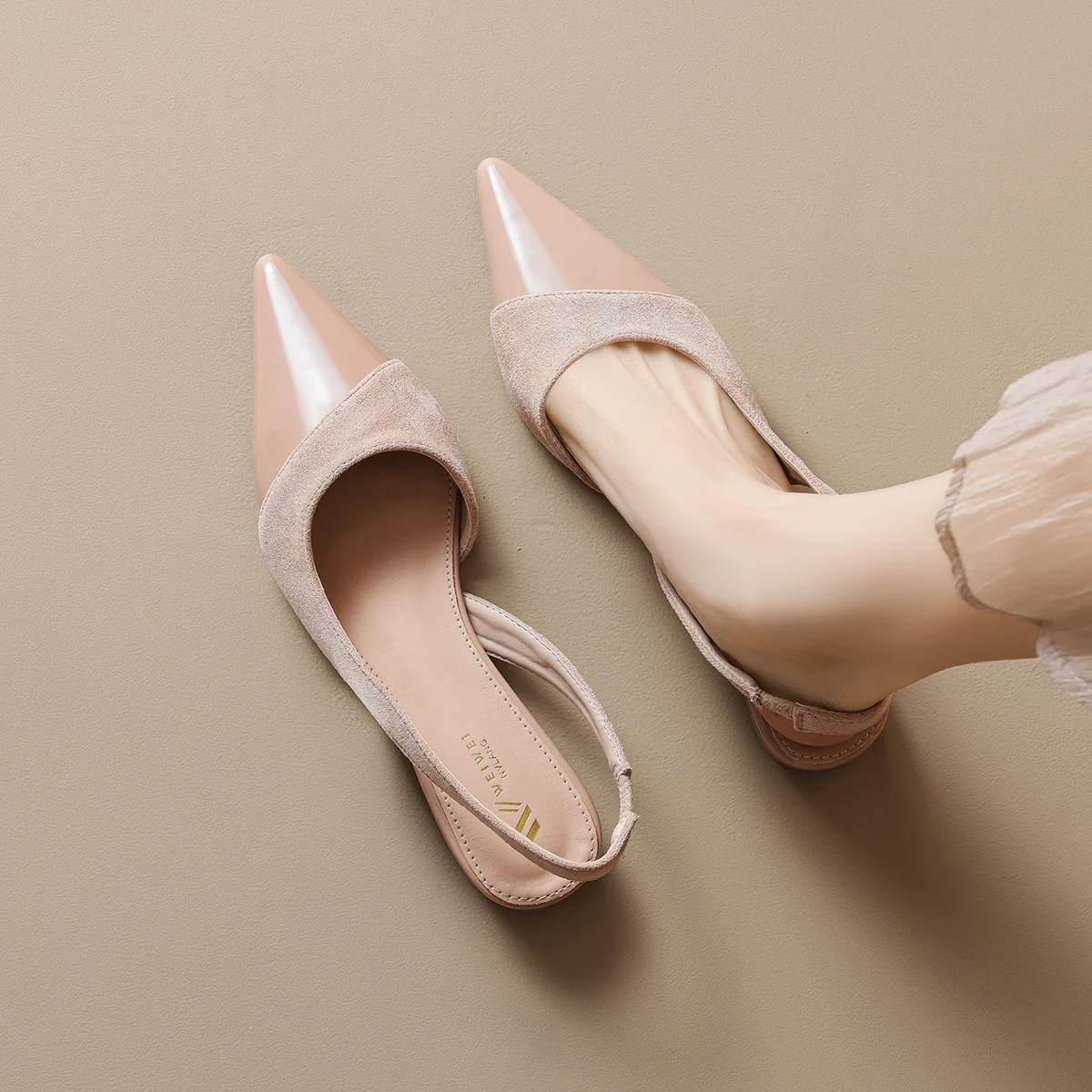 

Женские туфли-лодочки на высоком каблуке 2026 года, французский стиль, с открытым носком и открытой пяткой, цвета нюд