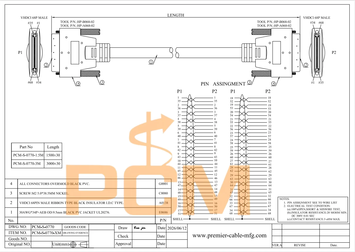 VHDCI68 SCSI-Kabel 68-polig Stecker auf Stecker, geschirmtes Signalkabel für Datenerfassung und industrielle Steuerung – Detail 3